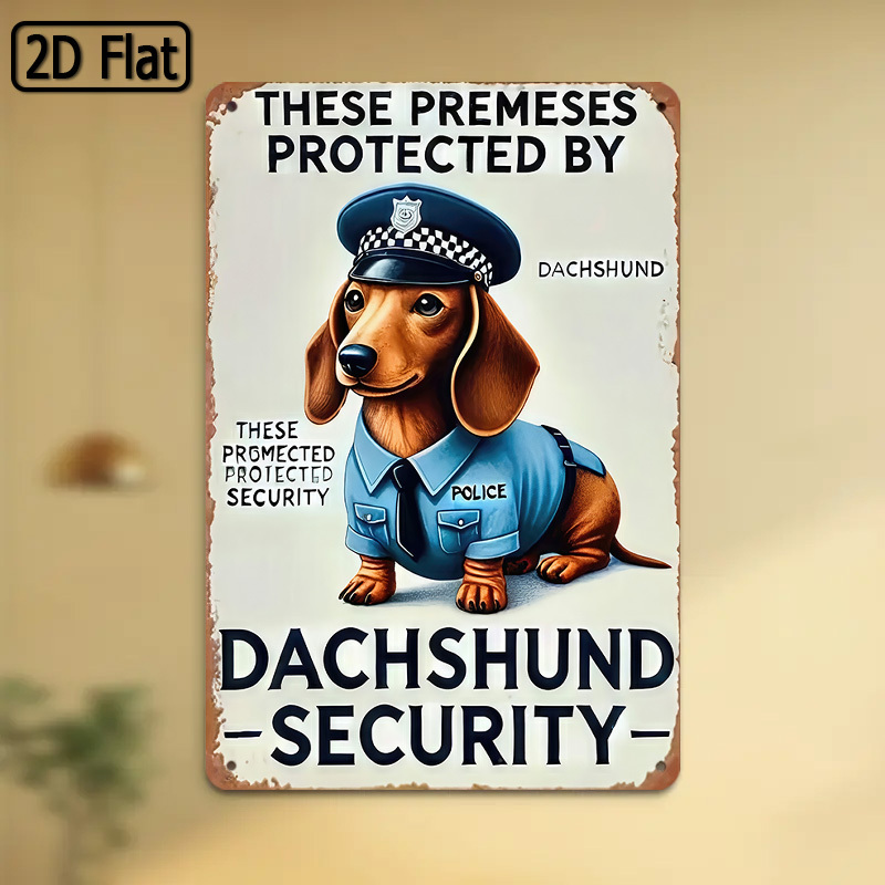 Home Security Usa - 2Dフラット、[2Dフラット] 1ピースの楽しいダックスフントセキュリティサイン - 犬のアートパターンが描かれた金属製犬警告サイン、ユーモラスなペットをテーマにした抑止サイン、家の庭、屋外/ダックスフント愛好家の装飾に最適（8x12インチ/20X30cm）、2Dフラット、ハロウィン/クリスマスデコレーション
