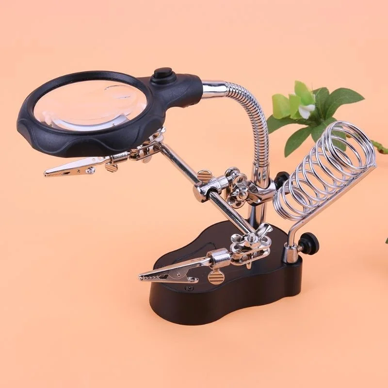 Glass Break Detector - デスクトップ拡大鏡溶接拡大鏡,LEDホルダー,溶接修理ツール,サードハンドルーペ,検査ミラー