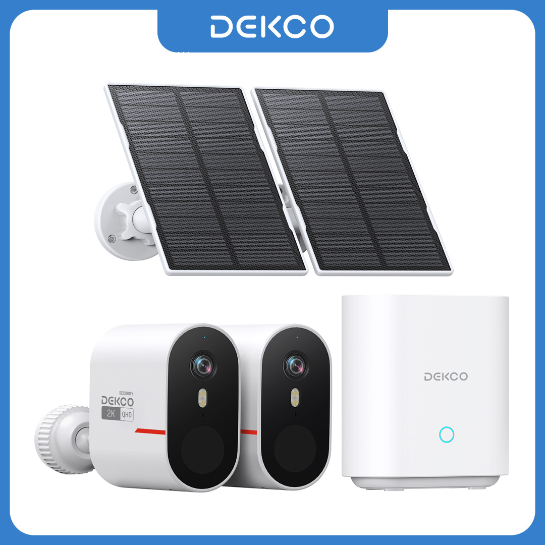 Home Security And Monitoring - Dekco 3MP WiFiソーラーカメラシステム 2台セット 屋外ワイヤレスホームセキュリティカメラセット カラーナイトビジョン