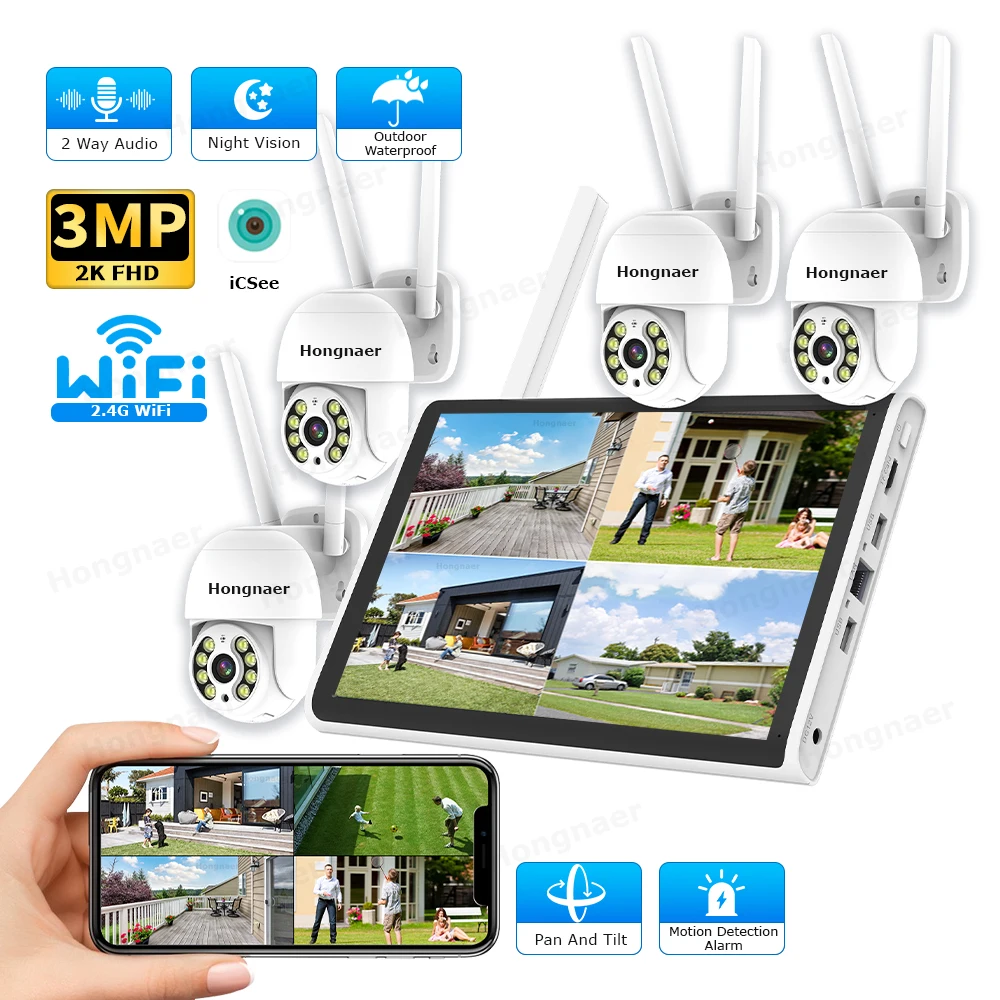 Home Security Usa - 2026年 ホンナール 3MP 4チャンネル WiFi ホームIP