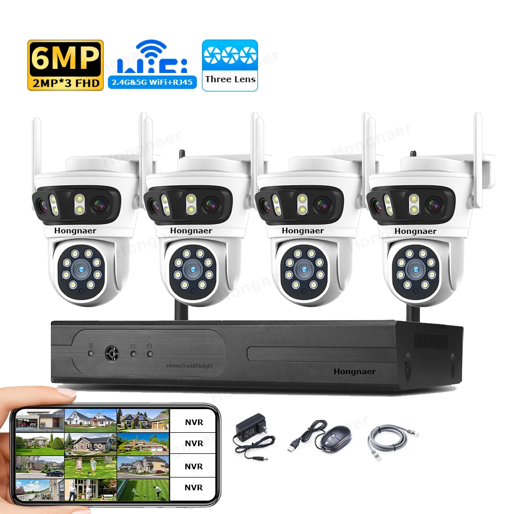 Home Security System - 2026年 ホンナール 6MP 4CH 3レンズ 2.4G