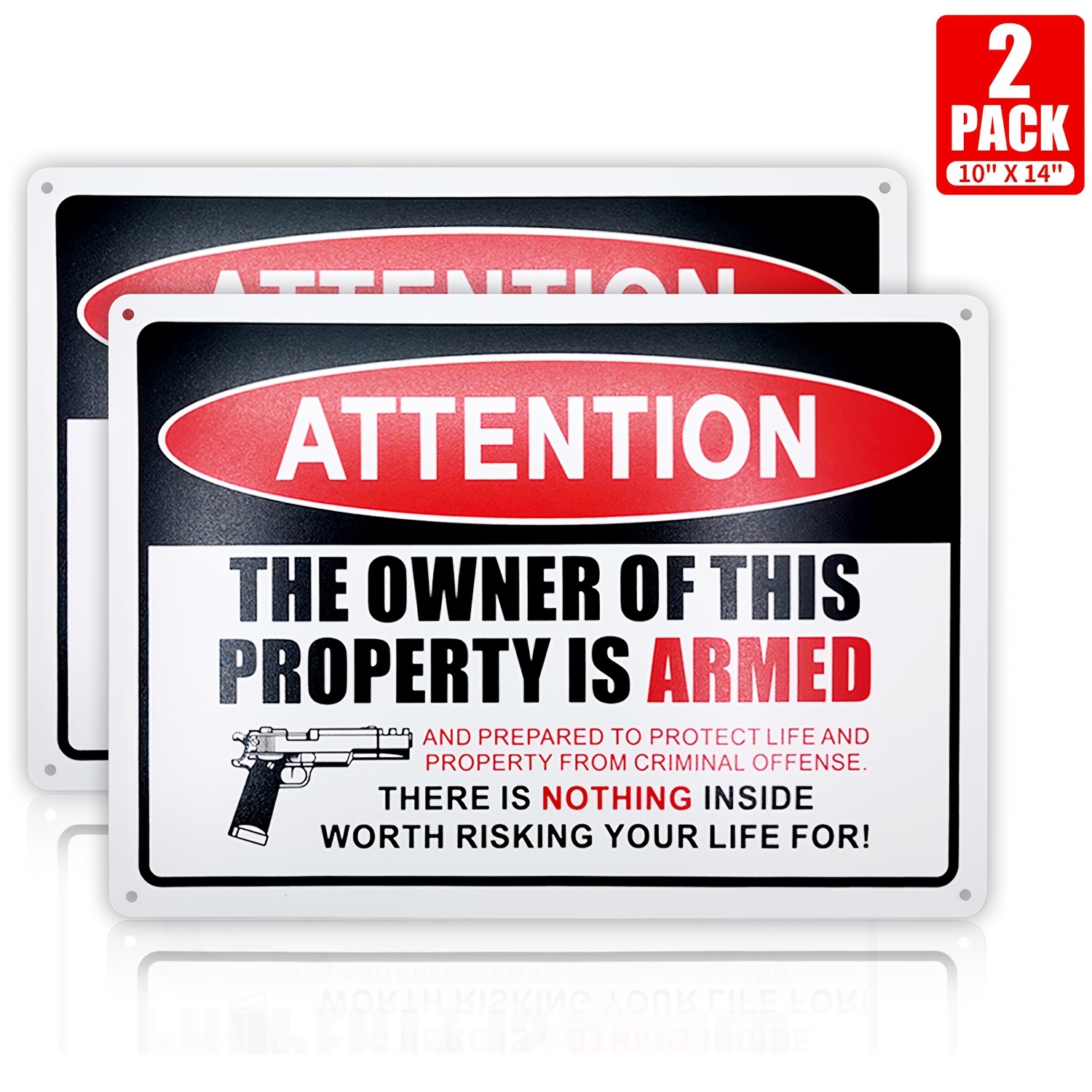 Home Security Usa - 武装不法侵入禁止標識 - 10x14 錆びないアルミニウム、UVインク印刷 - 家庭用屋内外兼用