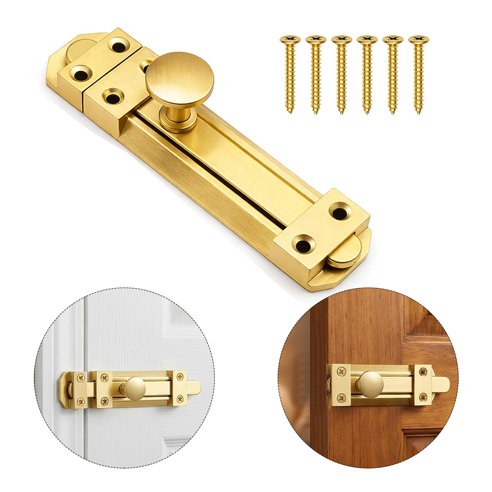 Home Security For Doors - 5 インチソリッドブラス引き戸ロックデューティーセキュリティゲートボルトラッチ家庭用バスルームキャビネット食器棚ハードウェア
