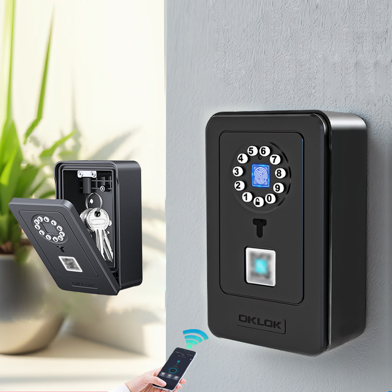 Home Security Usa - インテリジェント南京錠ハングデザインパスワード保管デポジットケース家庭用指紋セーフデジタルドアロックボックスセキュリティスマートキー