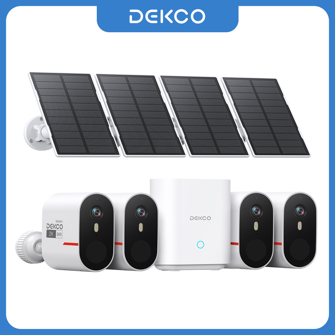 Home Security And Camera System - Dekco 3MP WiFiソーラーカメラシステム 4カメラキット 屋外ワイヤレスホームセキュリティカメラ カラーナイトビジョン