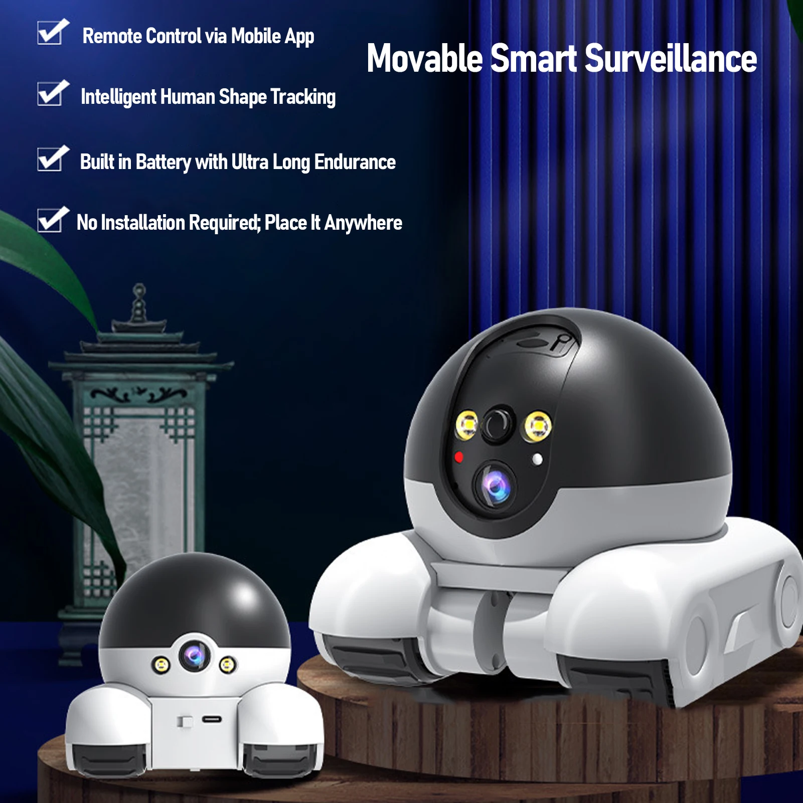 Home Security Robot Dog - 屋内セキュリティカメラ 2MP ダブルレンズ APP リモートコントロール 5200mAh