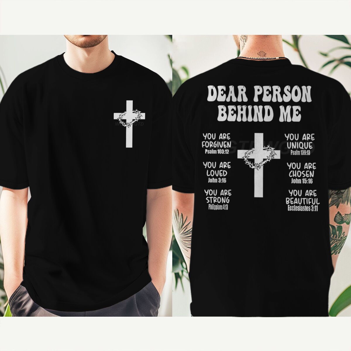 Home Security Companies Near Me - キリスト教聖書の節が入ったTシャツ「Dear Person Behind Me」プリントメンズTシャツヴィンテージジーザストレンディTシャツトップス半袖ロパ・オンブレ
