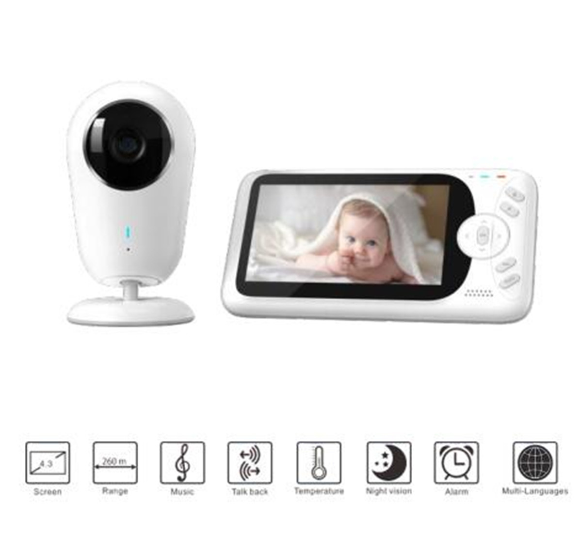 4.3 インチ 1080P フル HD ワイヤレスベビーモニ - Home Security And Monitoring のレビューと価格