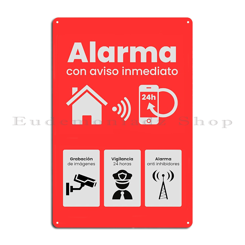 レトロ 24 時間警報システムメタルサインプラークヴィンテー - Home Security System のレビューと価格