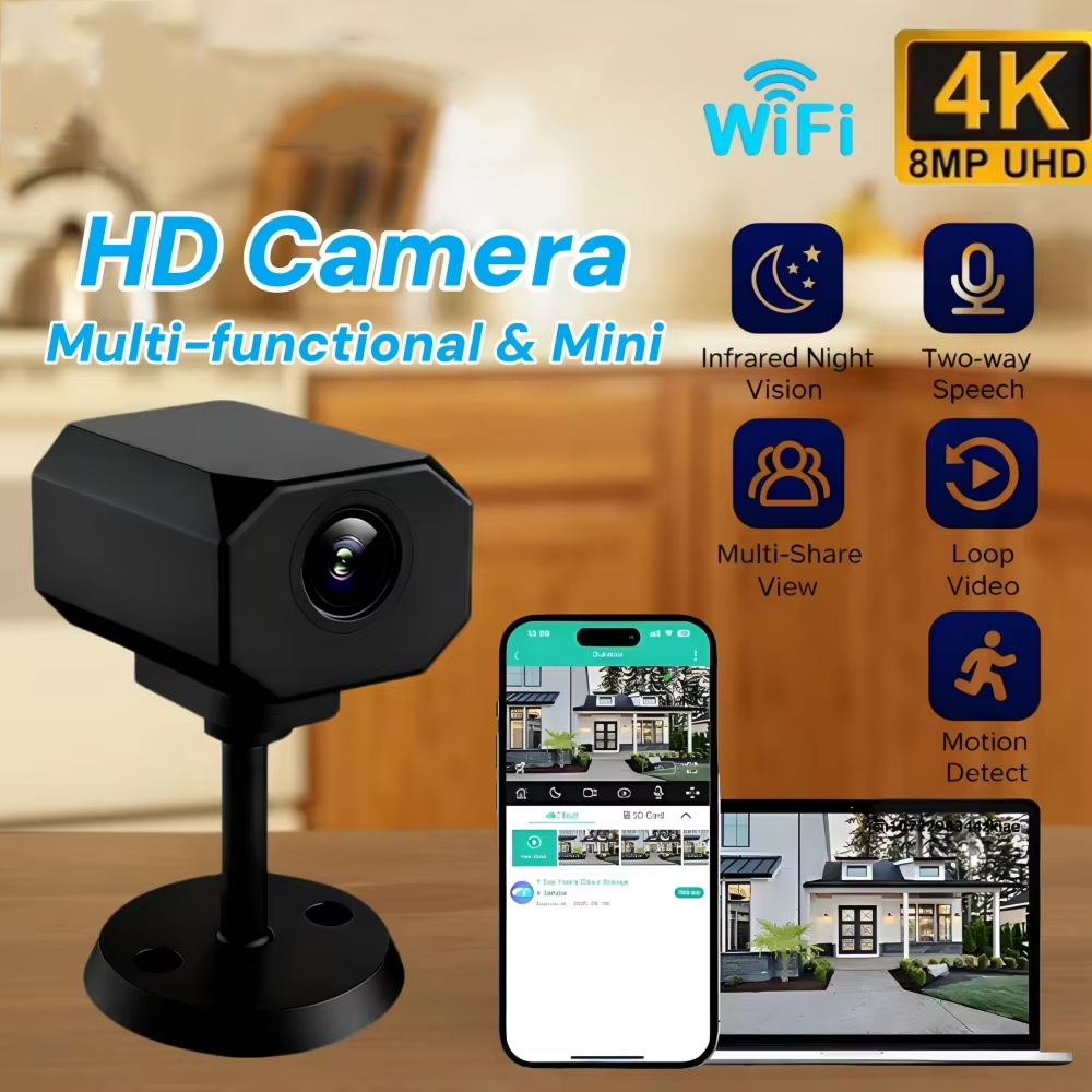 4K HD WiFi セキュリティカメラ 家庭用 ミニ スマ - Home Security Usa のレビューと価格