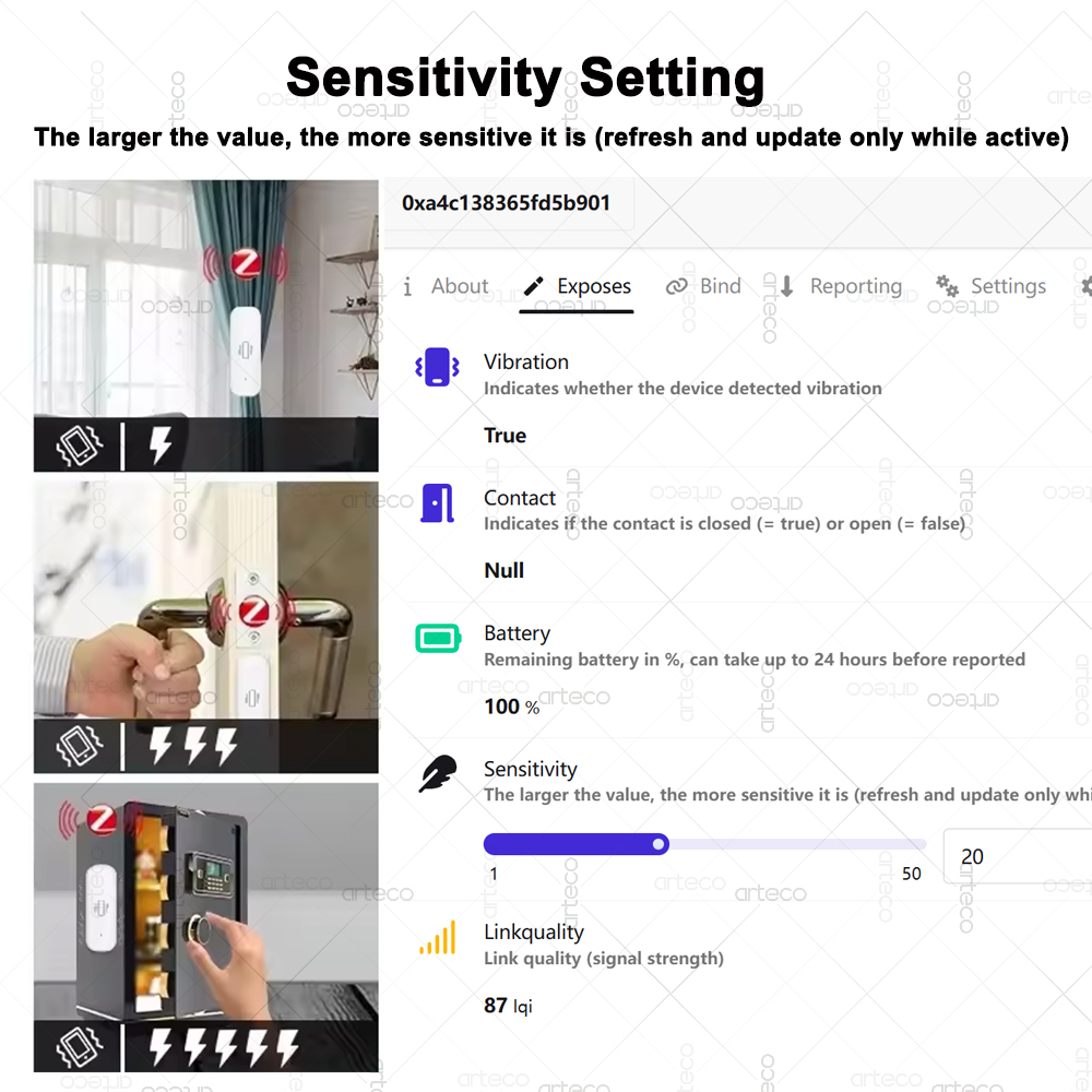 ZigBee スマート振動センサー リアルタイム振動モニター - Home Security And Monitoring のレビューと価格