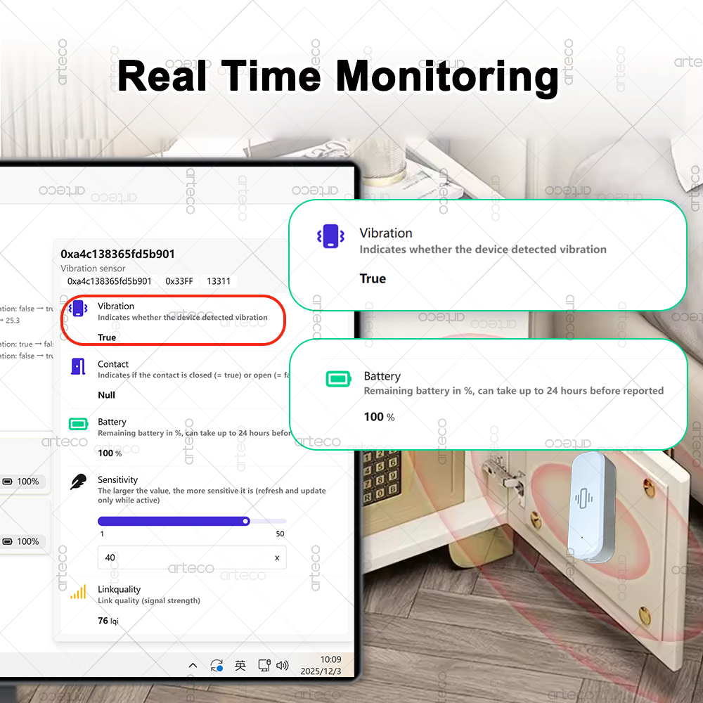 ZigBee スマート振動センサー リアルタイム振動モニター - Home Security And Monitoring のレビューと価格