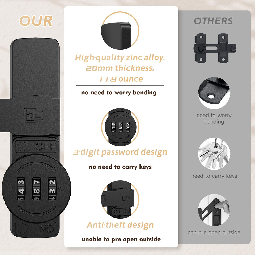 セキュリティ納屋ドアロック 3桁コンビネーションロック ホー - Home Security For Doors のレビューと価格