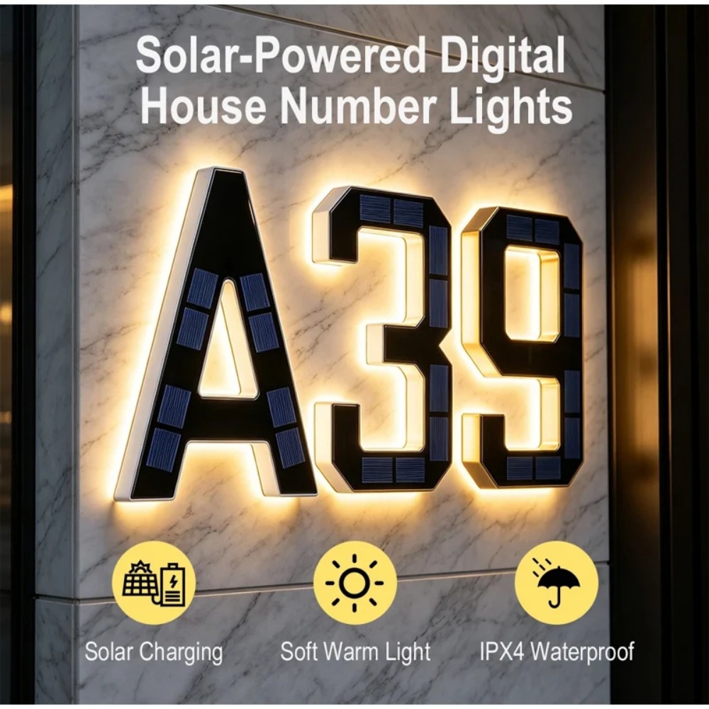 防水ソーラーハウスナンバーライトLEDアドレスサイン、自動光 - Home Security Yard Sign のレビューと価格