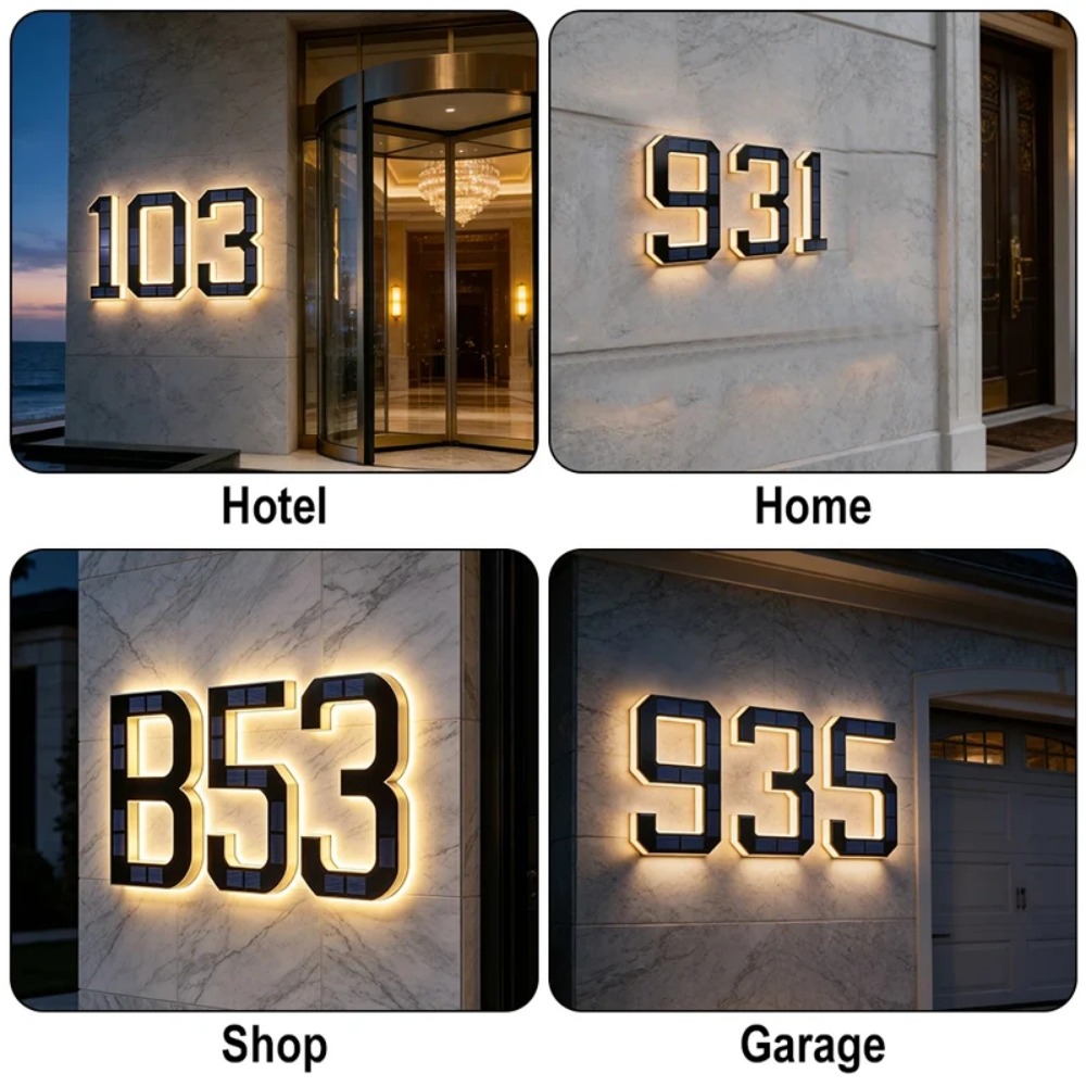 防水ソーラーハウスナンバーライトLEDアドレスサイン、自動光 - Home Security Yard Sign のレビューと価格