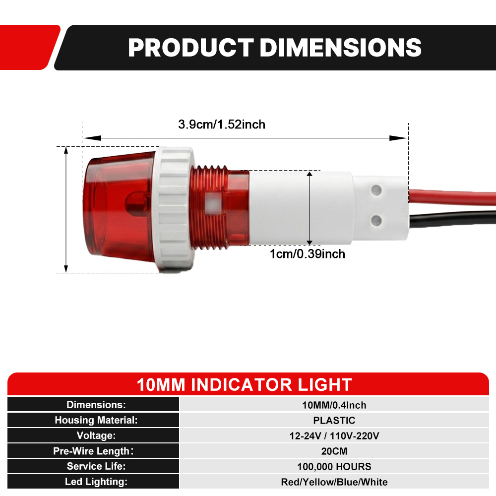 FILN 3個入り 10mmネジ式LEDインジケーターライト - Home Security Companies Near Me のレビューと価格