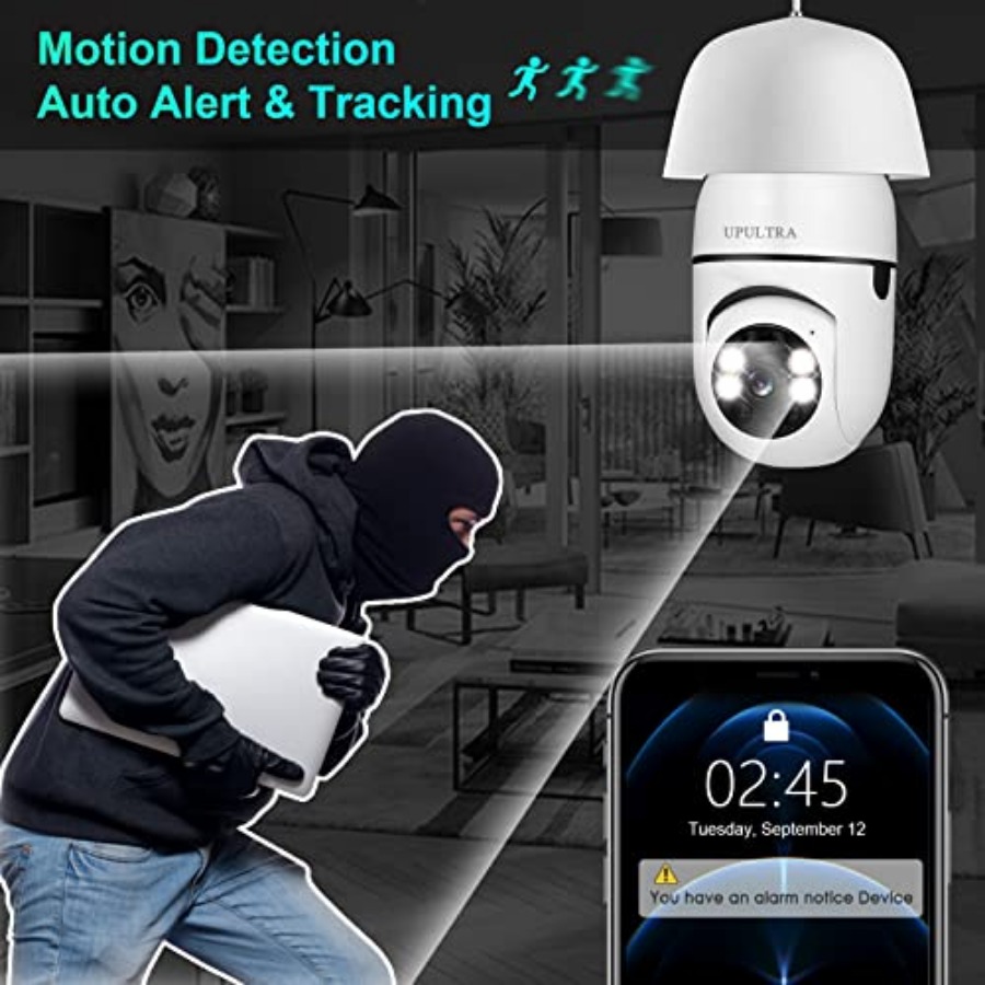 電球型1080PセキュリティワイヤレスカメラWifiスマート - Home Security Usa のレビューと価格