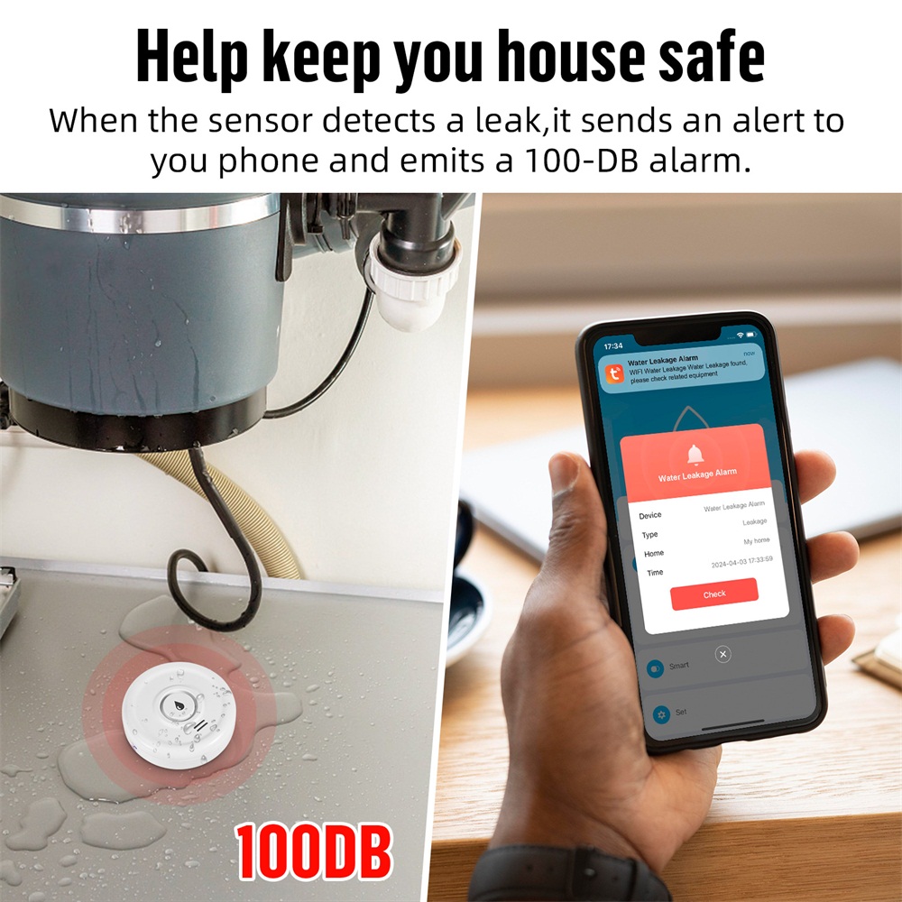 スマート漏水検知器,水位センサー,家庭用警報システム,Tuy - Home Security System のレビューと価格