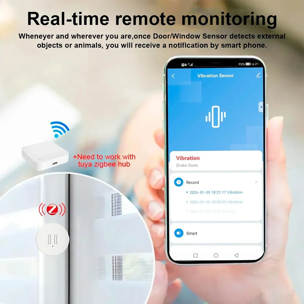 Tuya ZigBee スマート振動＆傾斜センサー ホームセ - Home Security System のレビューと価格
