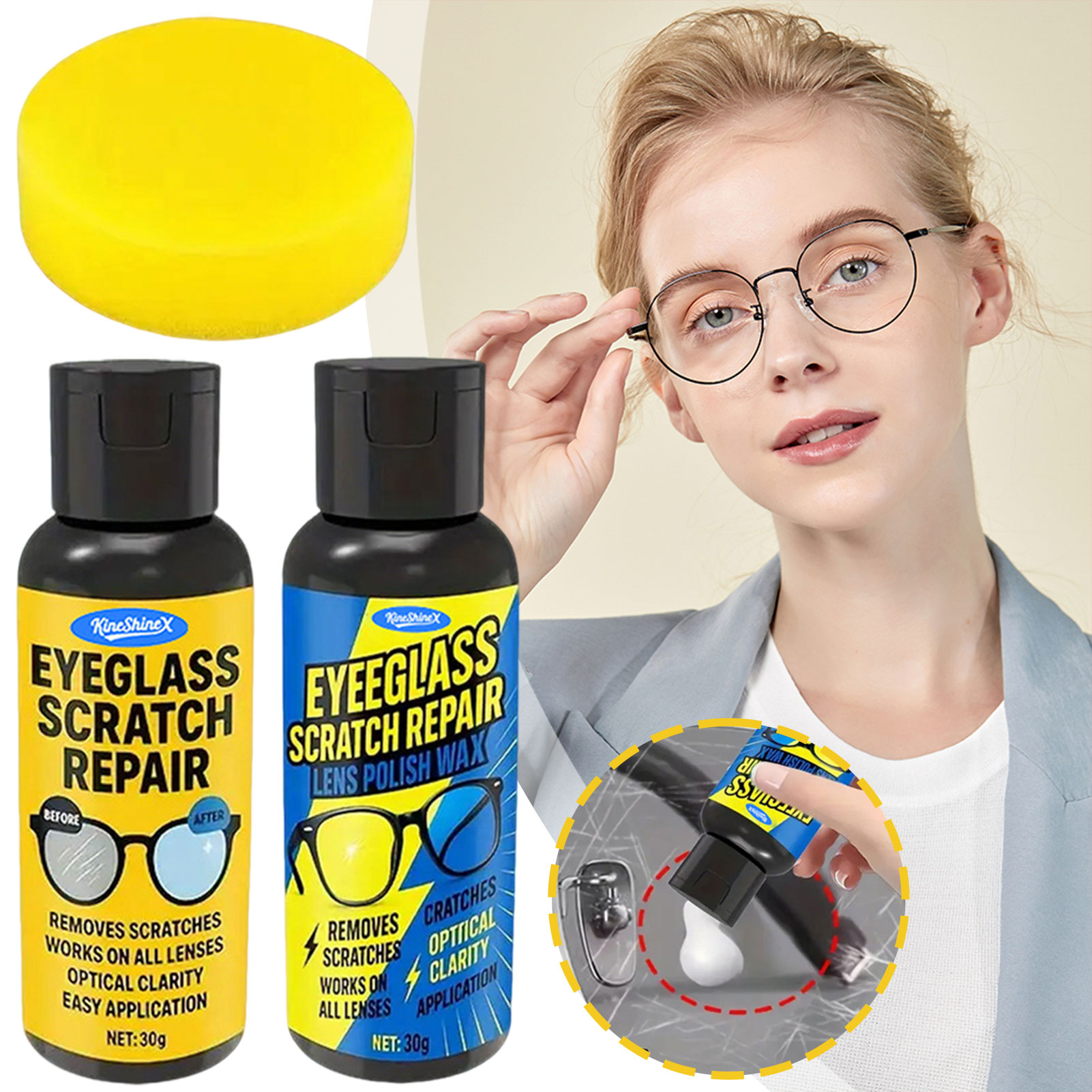 30 グラムスクラッチリムーバー眼鏡メガネスクラッチ修復剤レ - Glass Break Detector のレビューと価格