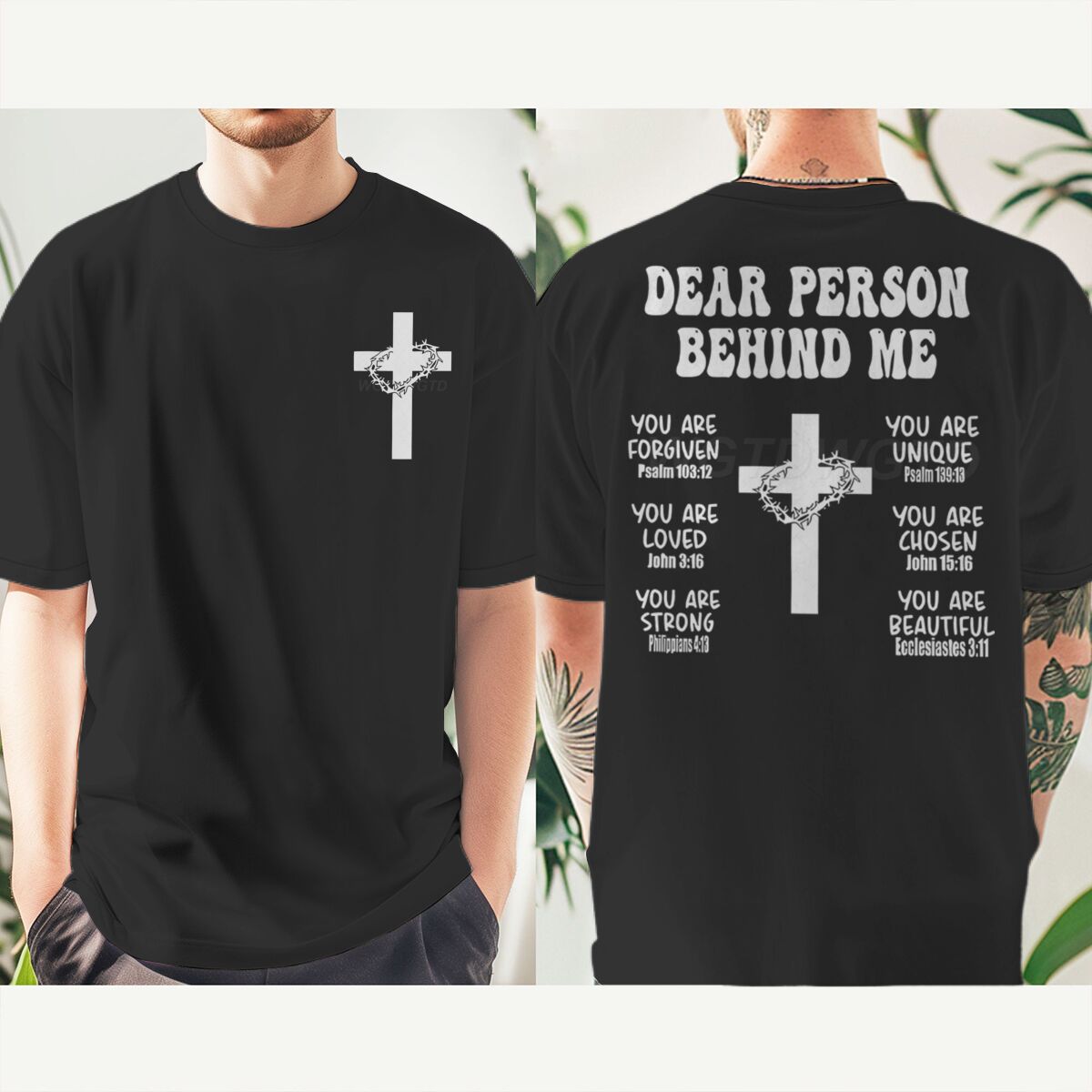 キリスト教聖書の節が入ったTシャツ「Dear Person  - Home Security Companies Near Me のレビューと価格