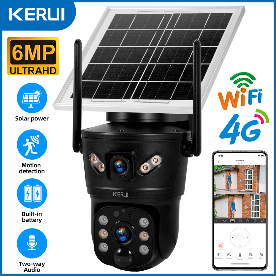 ワイヤーは不要です！ KERUI 6MPソーラーカメラ 4G - Home Security And Monitoring のレビューと価格